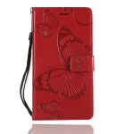 Teletel Butterfly Magnetic Closure Flip Cover With Card Holder Wallet Case | Mobile Case | Back Cover - Red) For Oppo A53