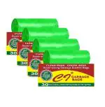 C I - 120pcs- Garbage Bags (Medium rolls) Size 48 x 56 cm (19x21 Inches) | 4 Rolls (120 Bags)| Green Dustbin Bags Garbage Bags Medium for Home | Trash Bag for Kitchen 4 GREEN ROLLS