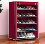 CMerchants 5 Layer Maroon DIY Collapsible shoe stand