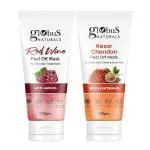 Globus Naturals Radiance & Glow Peel Off Mask Combo - Kesar Chandan & Red Wine Peel Off Mask, 100 gm, Set of 2