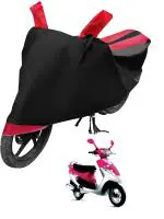Auto Hub Bike Cover for TVS Scooty Pep Plus , Dustproof UV Protection water resistant Custom Fit Cover-(Black-Red)