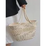 SHF Attractive Women Hand bag | large Tote Bag | Summer Bag | Bucket Bag | Basket Bag |Bamboo Tote | Beach Bags for Women | Boho Bag | Handbag | Jute Bag | Handmade Bag Pack of 1 Piece Size Medium