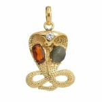 Shiv Ram Jyotish Kendra Hessonite Cat Eye Zircon Kalsarp Yoga Shanti Gold Plated Pendant for Men Women Boy Girl With Gold Plated Chain (Gomed Lahsuniya American Diamond)