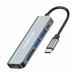 Kinsound USB C Hub 6 in 1 Type C Dongle USB C Multiport Adapter with 4K HDMI, Power Delivery, 2 USB 3.0 Ports, SD/TF Card Reader Compatible with MacBook Pro/Air, XPS, Chromebook, Nintendo, etc