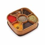 MyHomesWorld Square 7 Sections Multipurpose Masala Box, Rangoli Dabba Box, Spice Box - Brown