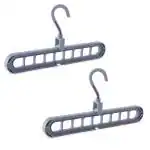 MAPPERZ Space Saving 9 Slots Hangers Multifunctional Smart Closet Organizer Wardrobe Clothing Cascading Hanger Design for Heavy Clothes, Shirts Pants Dresses- (Pack of 2)