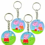 Le Delite Cartoon Pig Theme Keyringipeppy Cute Stylish Papa Pig Keychains (10 Piece)
