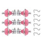 WANIEE Stainless Steel Curtain Brackets Pink with Silver and Curtain Finials for Door and Window Curtain Fitting Accessories (Curtain Brackets Set - 6 Pic and Finials - 6 Pic)