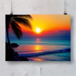 Love Creation A4 Size poster print for creative wall art- tropical-sunset-art-print-7849(Non Sticker)