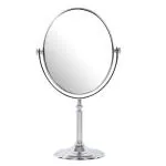 BIRMON Makeup Mirror | Magnifying Mirror Makeup | Double Side Magnification | Tabletop Vanity Hand Mirrors Stand | 5X And 1X| For Bathroom/Hotel/Living Room/Bed Room/Dressing Room (Men & Women-Silver)