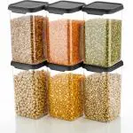 Delmon 1 Kg Containers For Kitchen Storage 1100 ML, Pack Of 6, Black