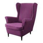 HOKIPO Original Velvet Wingback Chair Cover, Stretch Fitted, Removable Washable Furniture Protector Slipcovers, Purple (AR-4761-PR)