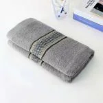 LINEAR Printed Cotton Towel for Bath 300 GSM Bath Towel Quick Drying Bath Towel for Men, Women & Kids Highly Absorbent Towels for Bath Large Size (140x70) (Grey)