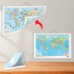 GO WOO SMALL - 100 SOUTH AMERICA PHYSICAL OUTLINE MAP FOR SCHOOL and 2 IN 1 WORLD POLITICAL AND PHYSICAL MAP CHART IN ENGLISH | Combo of 2 Maps |