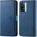 Frazil Vintage Leather Finish Flip Cover for Oppo A77, Oppo A77s | Inside Pockets & Inbuilt Stand | Wallet Style Back Case | Magnet Closure (Blue)