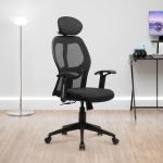 TRENDS FURNISHERS Premium High Back Ergonomic Chair for Office, Study Adjustable Armrest, and Chrome Base (Black)