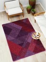 BIANCA matuzi plum/red Soft-Fluffy Area-Rug Carpet-1pc 4 X 6 Ft geometric(182 cm x 121 cm)