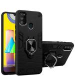 UNILORD Samsung Galaxy M30s Black Polycarbonate 360 Protection Ring Holder Stand Case D5 Tough Armor Bumper Back Cover