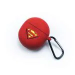 Kolorcase OnePlus Buds Red Silicone Superman Case Cover with Hook