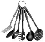 UNDER ZONEBlack Nylon Non-Stick Spatula And Utensil Set (Pack Of 6)