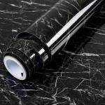 JAYDIP'S STOREHOUSE Oil Proof Black Marble Wall Paper 200cm x 60cm CM Peel and Stick Waterproof