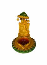 Ganapathi Enterprises Handmade Terracotta Ganesh Idol Diya for Puja and Festival Pack of 2