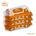UNIJOY Hello Sweety Baby Wet Wipe Enriched with Vitamin E | 80 Wipes - Set of 3 98% Water Base | New Born Baby Wet Wipes Incomplete