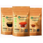HerbsLand 100% Natural Masoor Dal (Red Lentils) FacePack Powder, Multani Mitti Powder And Sandalwood (Chandan) Powder For Face & Skin Care (100gm Each)