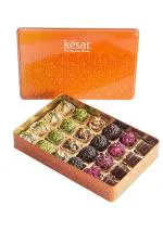 Kesar Sweets | Assorted Gourmet Sweets Gift Pack in Beautiful Gift Tin Box - 650 g Handmade Sweets - Pure Desi Ghee Indian Mithai, Sweets Mithai Gifts Box, Fresh Sweets for Family, Friends & Staff