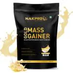 NAKPRO Gold Mass Gainer Powder| 21g Protein, 68g Carb | Muscle Support Whey Protein (1 Kg, Banana)