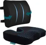 Fazista Seat Cushion & Back Support Pillow for Office Chair, Car, Wheelchair Desk Chair Back / Lumbar Support (Black)