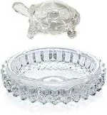 Navyaksh- NAVYAKSH Crystal Turtle With Water Plate For Good Luck Puja and Vaastu Decorative Showpiece Decorative Showpiece - 3 cm (Crystal, Clear)