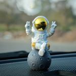 Street27 Astronaut Figurine Showpiece for Home Décor Idols for Office Desk Table Astronaut Toy for Car Dashboard, Statue for Gift Gifting Items Birthday Decoration (Sitting on The Moon_Golden Large)