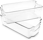 Golden bird Refrigerator Organizer Bins,Large Clear Plastic Food Storage Bin with Handle for Freezer, Cabinet, Fridge, Kitchen Pantry Organization and Storage, BPA Free, 14.5 Long