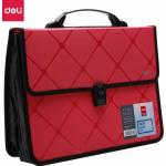 Deli PP A4 Expanding Paper File Briefcase, Folder Bag,Smart Push Lock with 2 Divider E39634