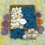 Palesaa White Blue Handmade Designer Craft Shola flower Gift Pack 1IN Dia 100Pcs White, Blue Camellia Rose Artificial Flower (1 inch, Pack of 100, Single Flower)