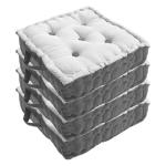 Kuber Industries Square Chair Pad|Comfortable Seat Cushion|Soft Cotton Pillow Filler for Seating,Meditation,Yoga,Living Room,Pack of 4 (Gray)