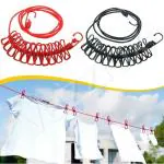 TENDULA Elastic Clothesline Laundry Line Camping Clothes Line Adjustable Cloth Rope Clothespins Portable Clothesline with 12 Clips for Outdoor