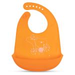 BUMTUM Silicone Baby Bib For Feeding & Weaning Babies & Toddlers | Waterproof, Washable & Reusable|Non Messy Easy Cleaning, Adjustable Neckline With Buttons(Orange)
