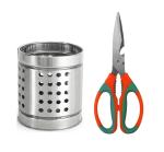 FIRST FRONT Stainless Steel Cutlery Holder With Kitchen Vegetables Cutting Heavy Knife and (Multicolour, Pack of 2)