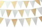 My Party Suppliers Golden Bunting Silver and Gold Triangle Flag Pennant Metallic Banner