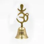 CraftVatika Brass Hindu Hand Held Om Shivling Bell - Brass Puja Prayer Ghanti - (5.5 inches Height)