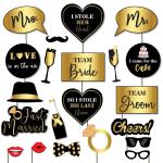 Festiko 21 Pcs Bride Groom PhotoBooth Props Set For Engagement, Marriage, Wedding, Bachelorette