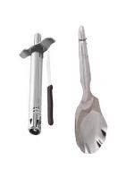 Blue Wonder Stainless Steel Regular Gas Lighter | Knife With Stainless Steel Rice Panja Spoons and Multicolour, Pack of 2