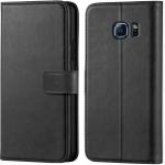 Slugabed Flip Cover Back Case for Samsung Galaxy S6 Edge | Leather Finish | Inbuilt Stand & Pockets | Wallet Style Flip Back Case Cover for Samsung Galaxy S6 Edge (Black)