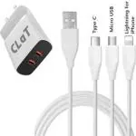 CLAT 18 W 3.4 A Multiport Mobile Charger with Detachable Cable  (White, Cable Included)