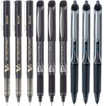 Pilot Hi-Tecpoint V7, V7 Grip and V7 RT Fine Point Liquid Ink Pen | Tip Size - 0.7 MM | Unique Dimple Tip Technology | Ink Colour - Black - 3 V7, 3 V7 Grip and 3 RT | Pack of 9