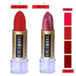 Girls Mail Almond Butter Lipstick Long Lasting, Matte Finish| Non Drying Color Set Of 2 (Burgundy Maroon, Crimpson Red)