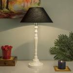 Homesake Glossy White Imperial Aluminium Table Lamp With Black Cone Shade, Bedside, Living Room Study Lamp, Bulb Included
