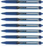 Pilot Hi-Tecpoint V7 RT Fine Point Liquid Ink Pen | Tip Size - 0.7MM | Retractable and Refillable | Dimpled Rubber Grip with Unique Dimple Tip Technology | Ink Colour - Blue | Pack of 8